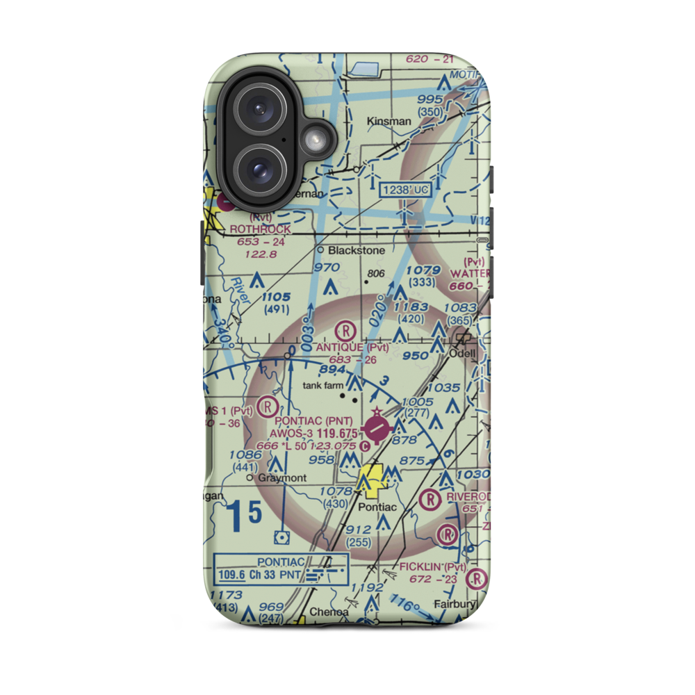 Antique Aerodrome (40IL) VFR Sectional  Tough iPhone Case iPhone 16 Plus model shown