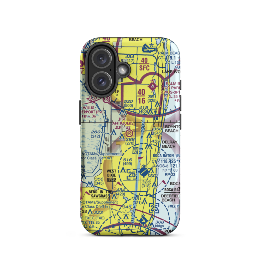 Antiquers Aerodrome (FD08) VFR Sectional  Tough iPhone Case iPhone 16 model shown