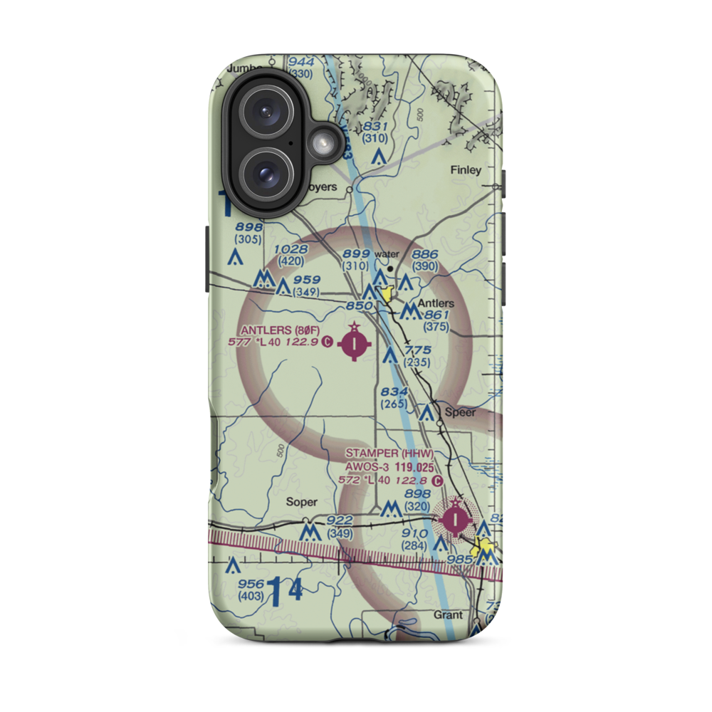 Antlers Municipal Airport (80F) VFR Sectional  Tough iPhone Case iPhone 16 Plus model shown