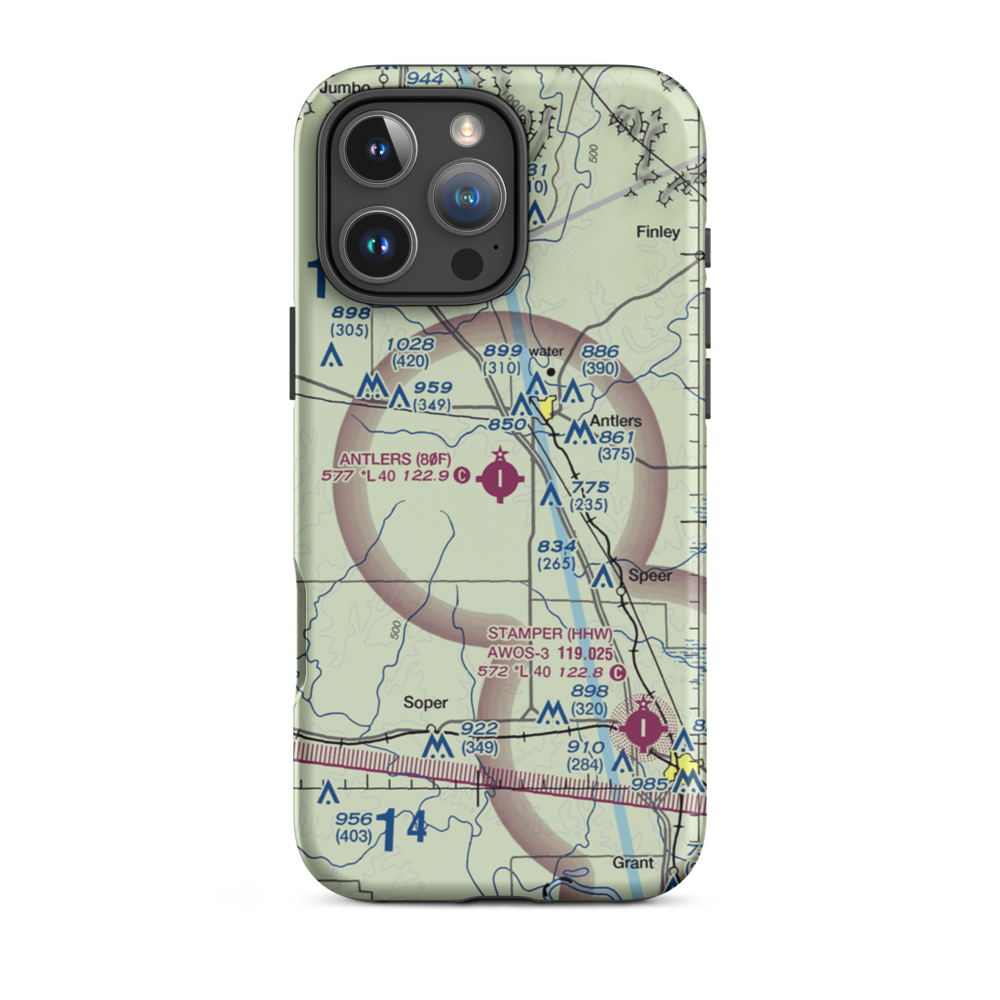 Antlers Municipal Airport (80F) VFR Sectional  Tough iPhone Case iPhone 16 Pro Max model shown