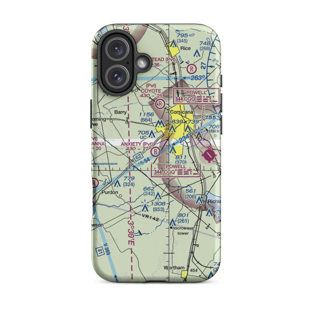 Anxiety Aerodrome (TA05) VFR Sectional  Tough iPhone Case iPhone 16 Plus model shown