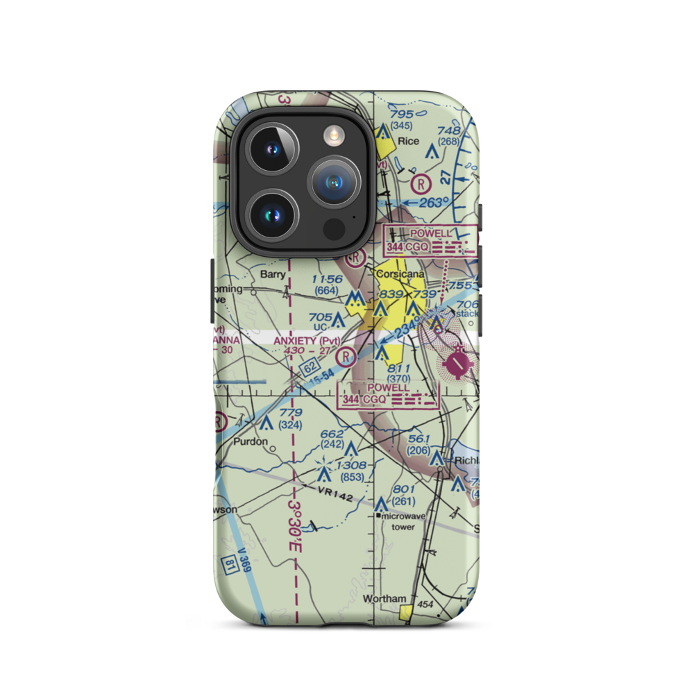Anxiety Aerodrome (TA05) VFR Sectional  Tough iPhone Case iPhone 16 Pro model shown