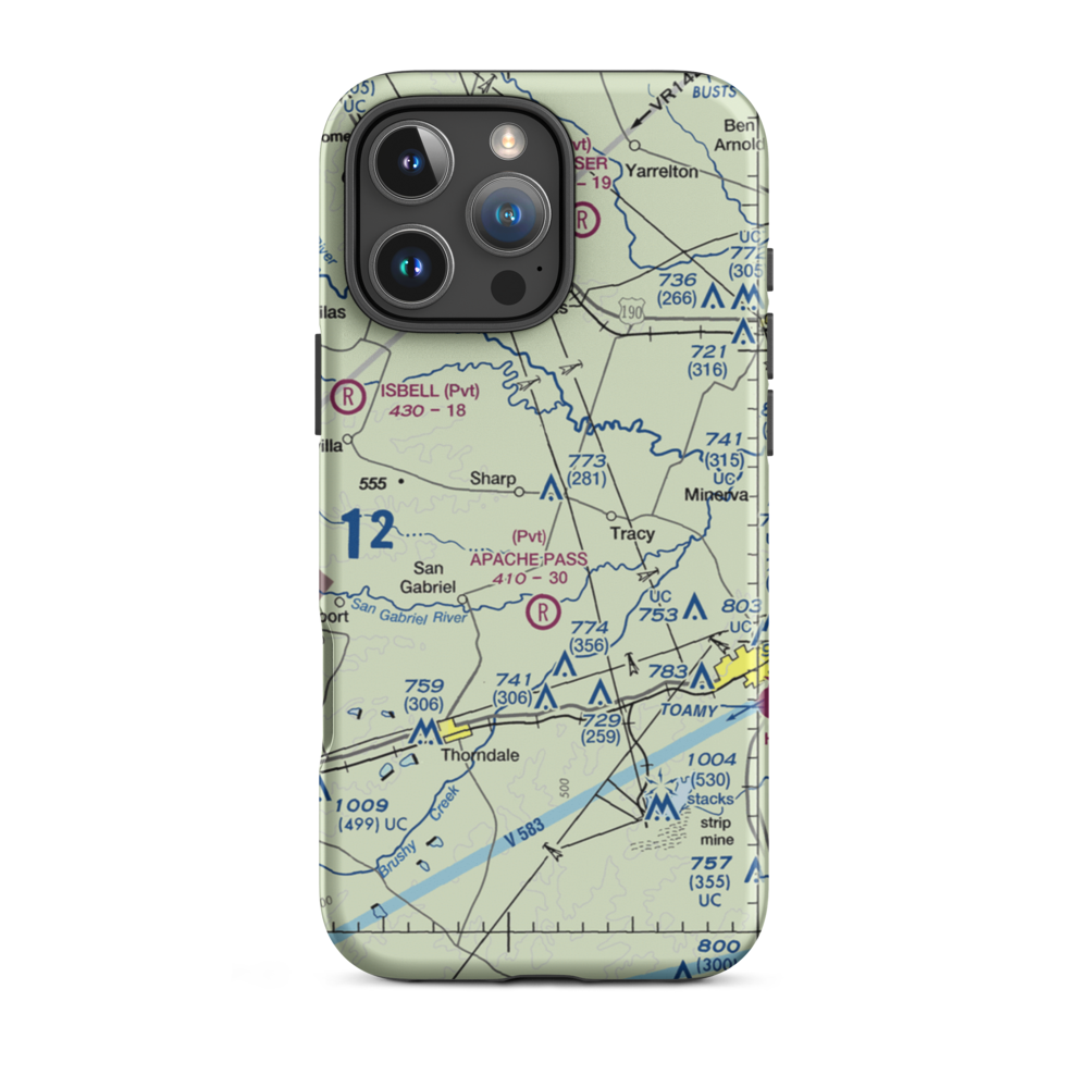 Apache Pass Airport (4XA4) VFR Sectional  Tough iPhone Case iPhone 16 Pro Max model shown