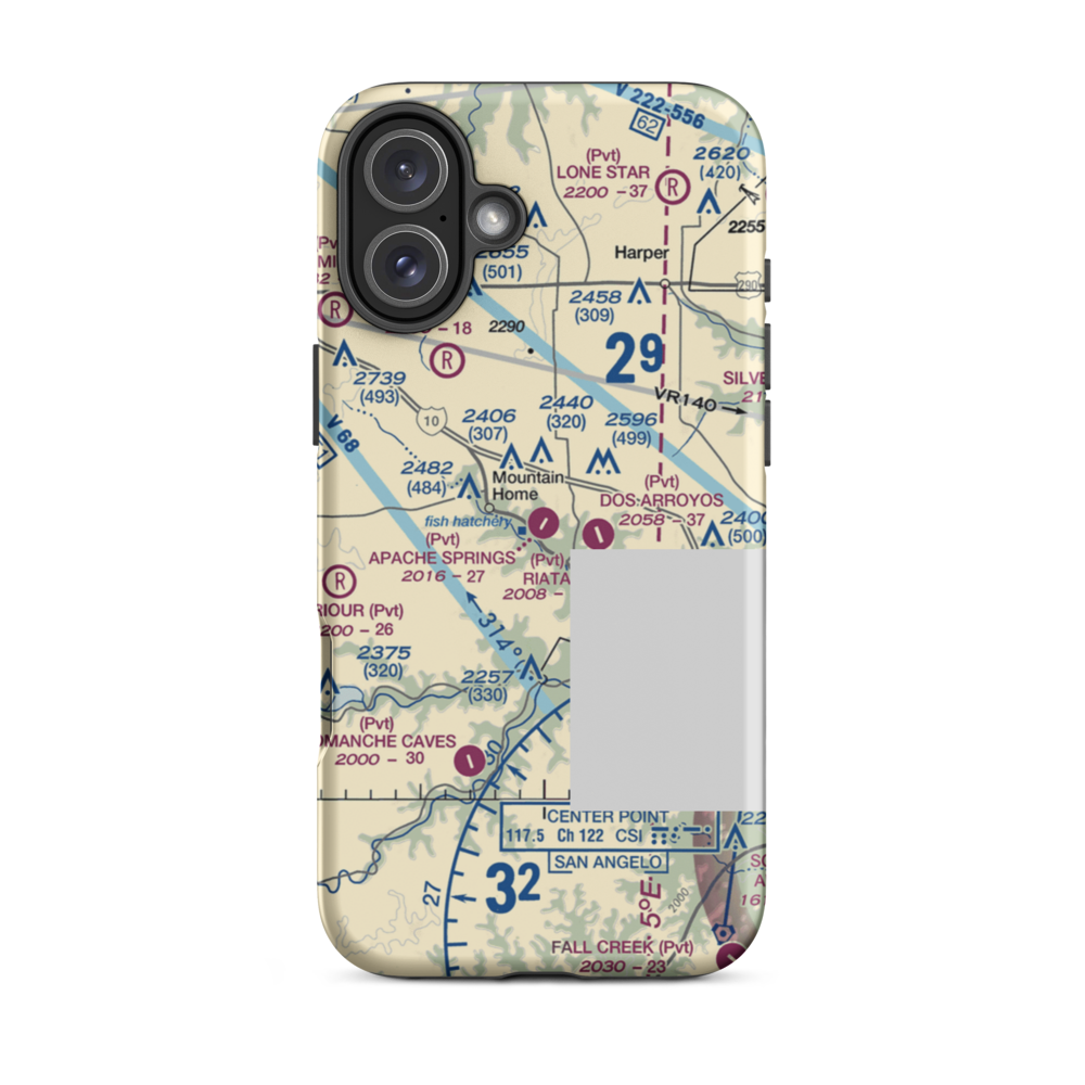 Apache Springs Airport (64TE) VFR Sectional  Tough iPhone Case iPhone 16 Plus model shown