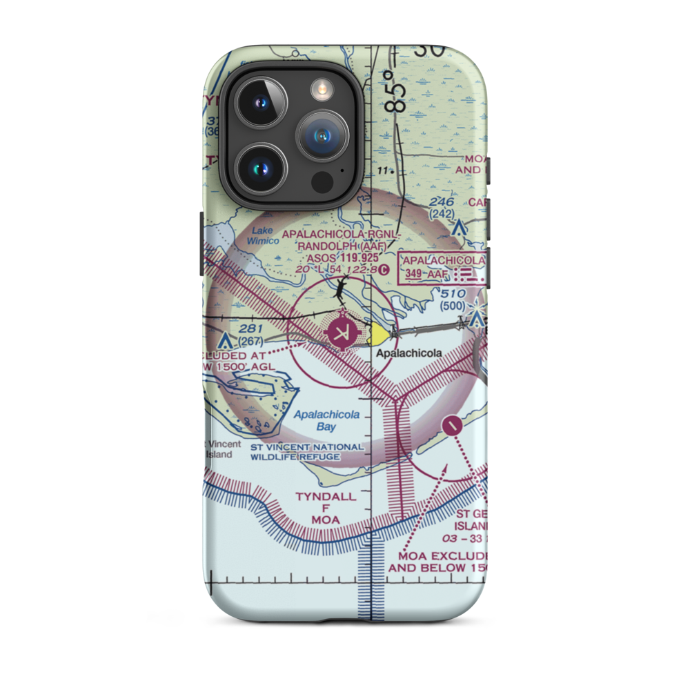 Apalachicola Regional Airport (AAF) VFR Sectional  Tough iPhone Case iPhone 16 Pro Max model shown
