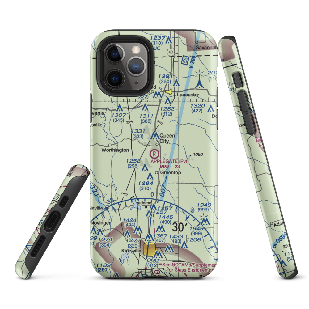 Applegate Airport (15MO) VFR Sectional  Tough iPhone Case iPhone 11 Pro model shown