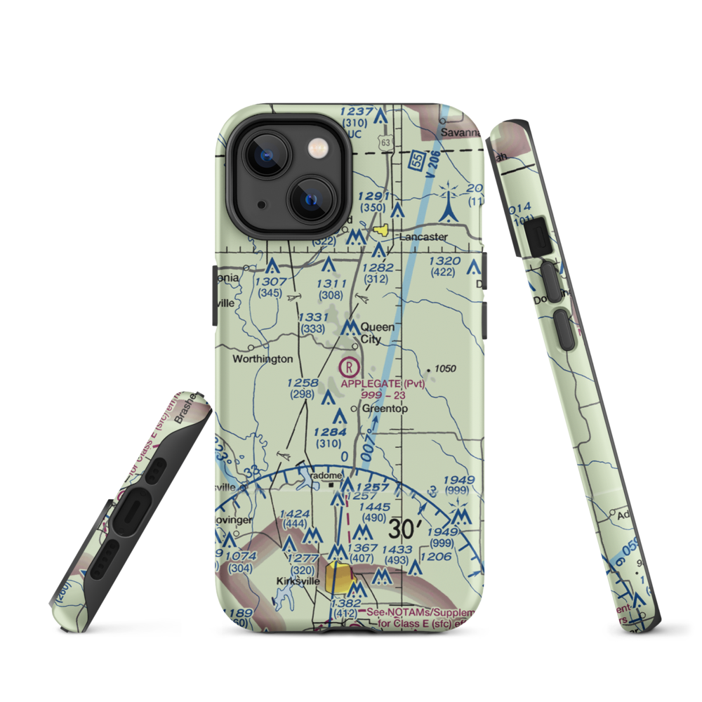 Applegate Airport (15MO) VFR Sectional  Tough iPhone Case iPhone 14 model shown