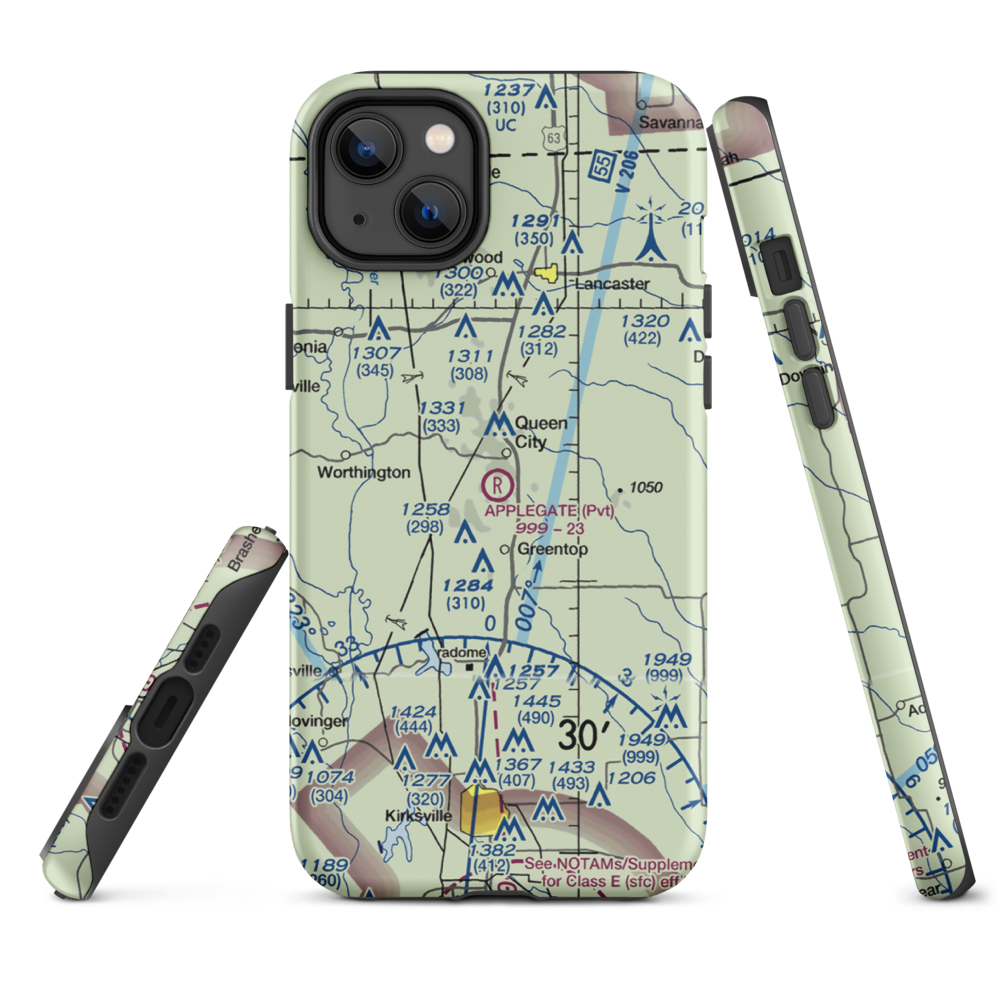 Applegate Airport (15MO) VFR Sectional  Tough iPhone Case iPhone 14 Plus model shown