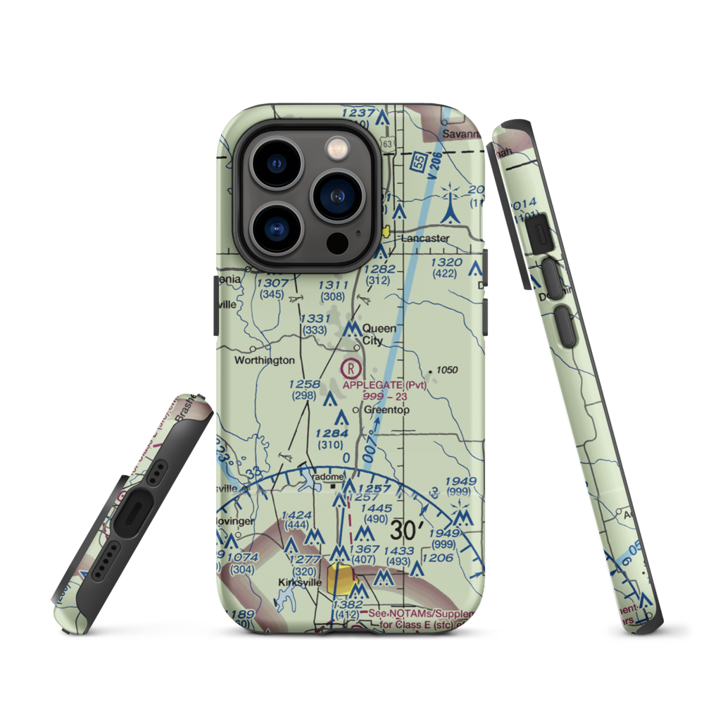 Applegate Airport (15MO) VFR Sectional  Tough iPhone Case iPhone 14 Pro model shown