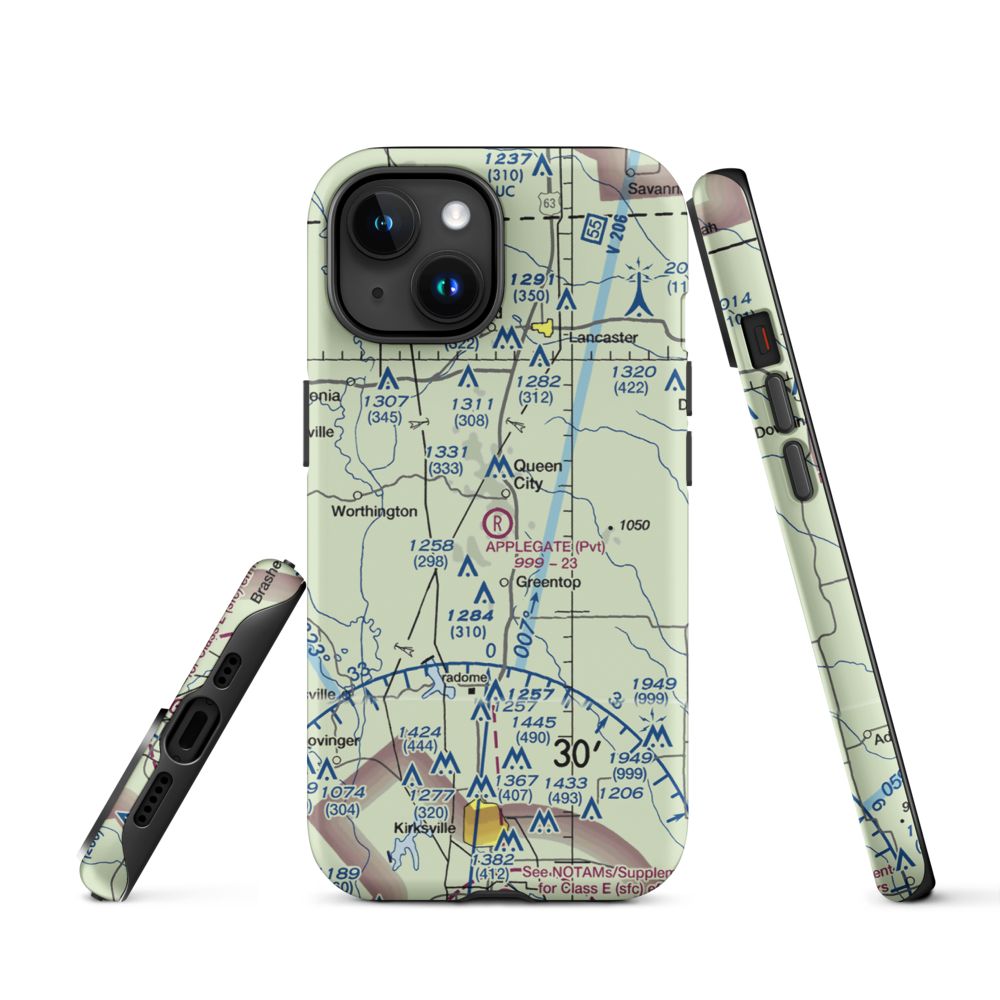 Applegate Airport (15MO) VFR Sectional  Tough iPhone Case iPhone 15 model shown