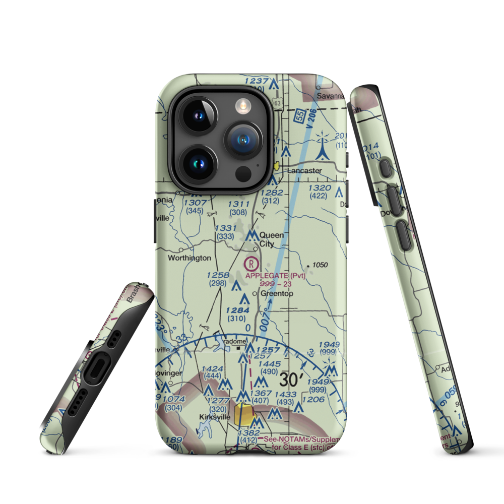 Applegate Airport (15MO) VFR Sectional  Tough iPhone Case iPhone 15 Pro model shown