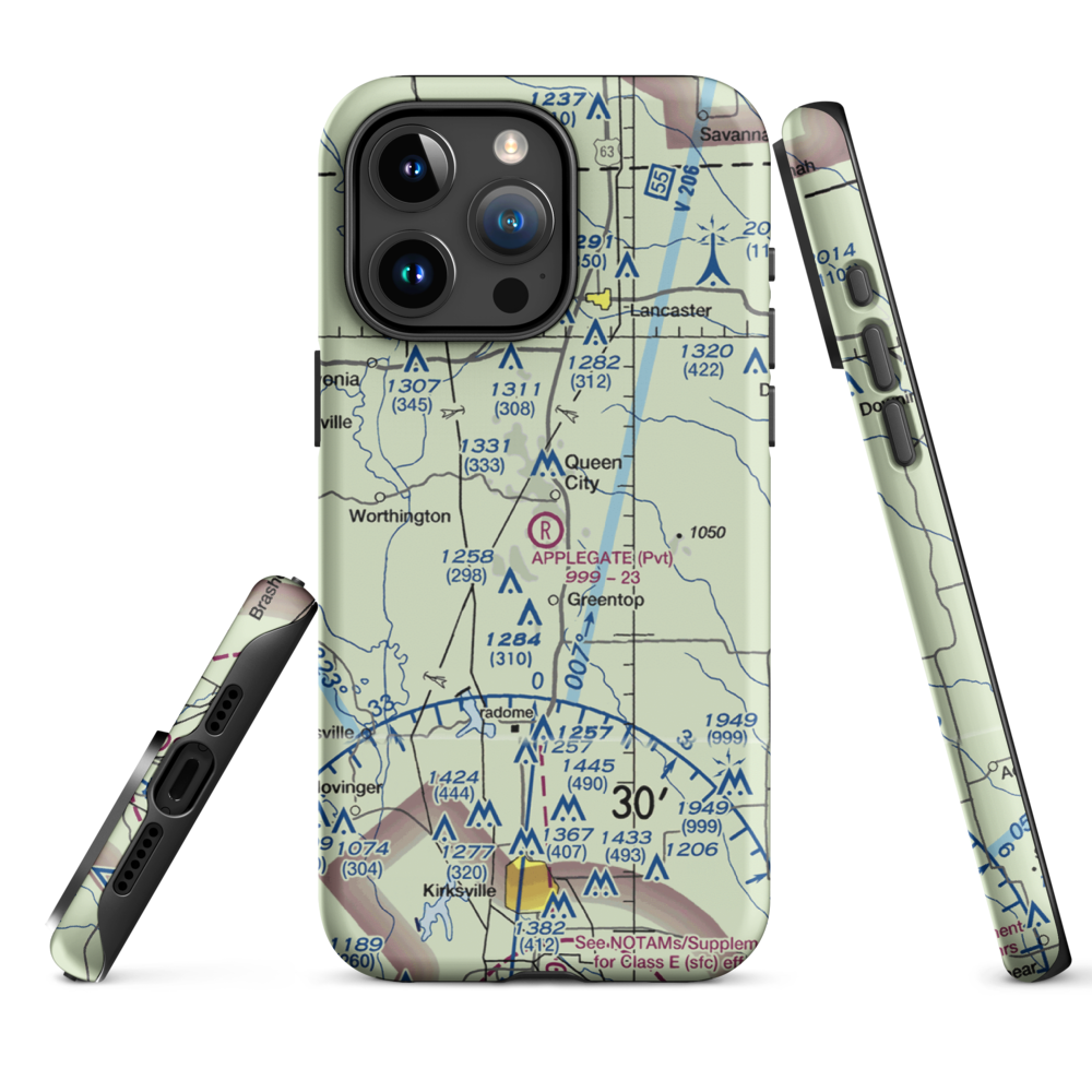Applegate Airport (15MO) VFR Sectional  Tough iPhone Case iPhone 15 Pro Max model shown