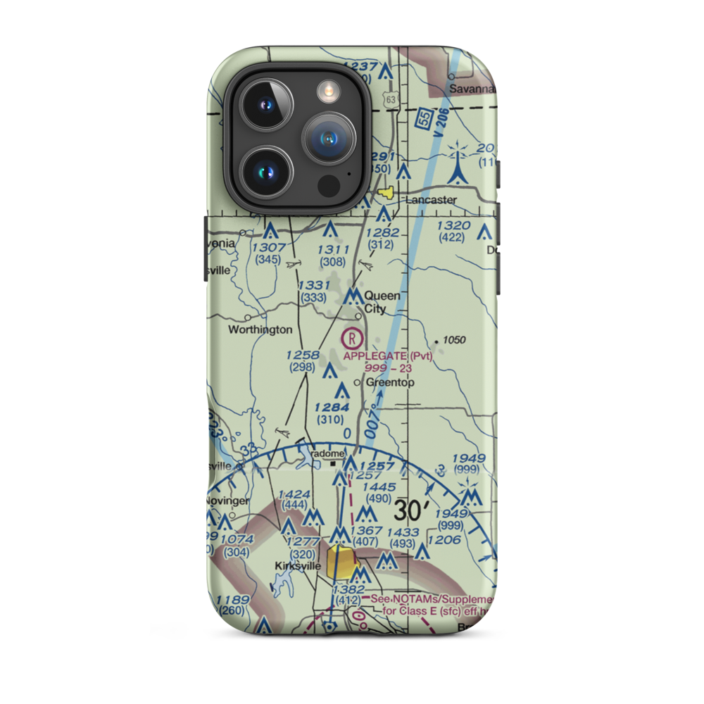 Applegate Airport (15MO) VFR Sectional  Tough iPhone Case iPhone 16 Pro Max model shown