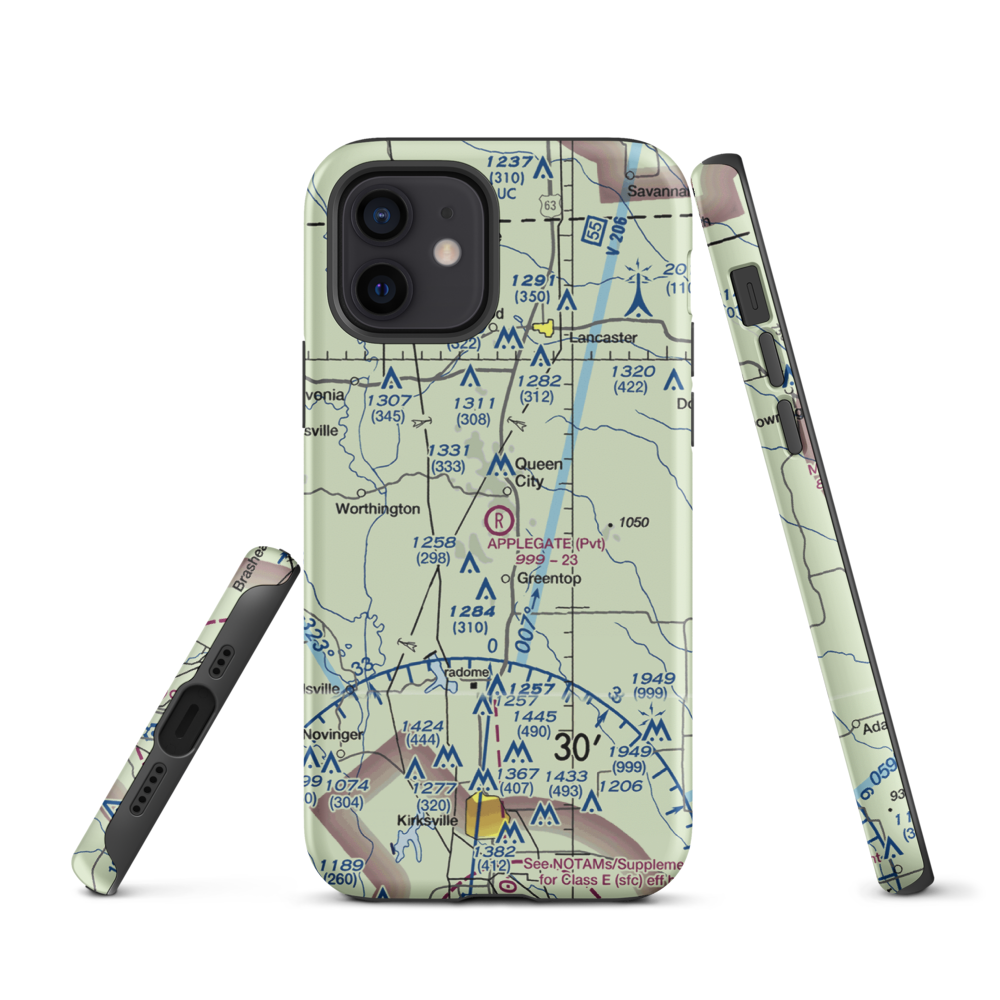 Applegate Airport (15MO) VFR Sectional  Tough iPhone Case iPhone 12 model shown