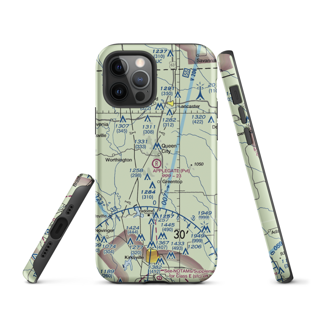 Applegate Airport (15MO) VFR Sectional  Tough iPhone Case iPhone 12 Pro model shown