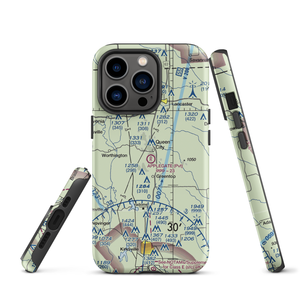 Applegate Airport (15MO) VFR Sectional  Tough iPhone Case iPhone 13 Pro model shown