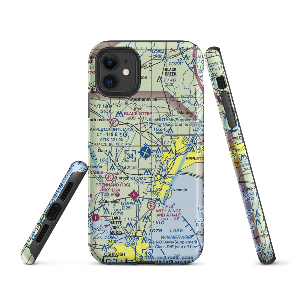 Appleton International Airport (ATW) VFR Sectional  Tough iPhone Case iPhone 11 model shown