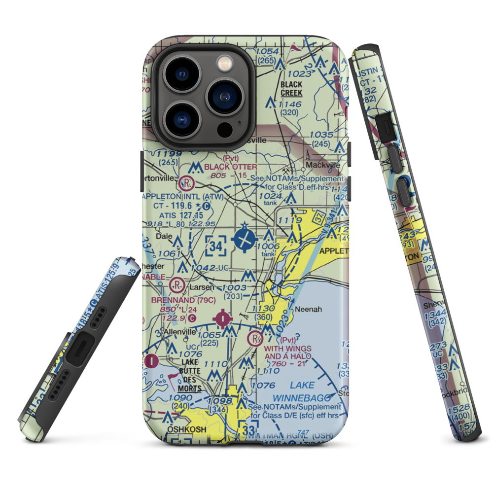 Appleton International Airport (ATW) VFR Sectional  Tough iPhone Case iPhone 13 Pro Max model shown