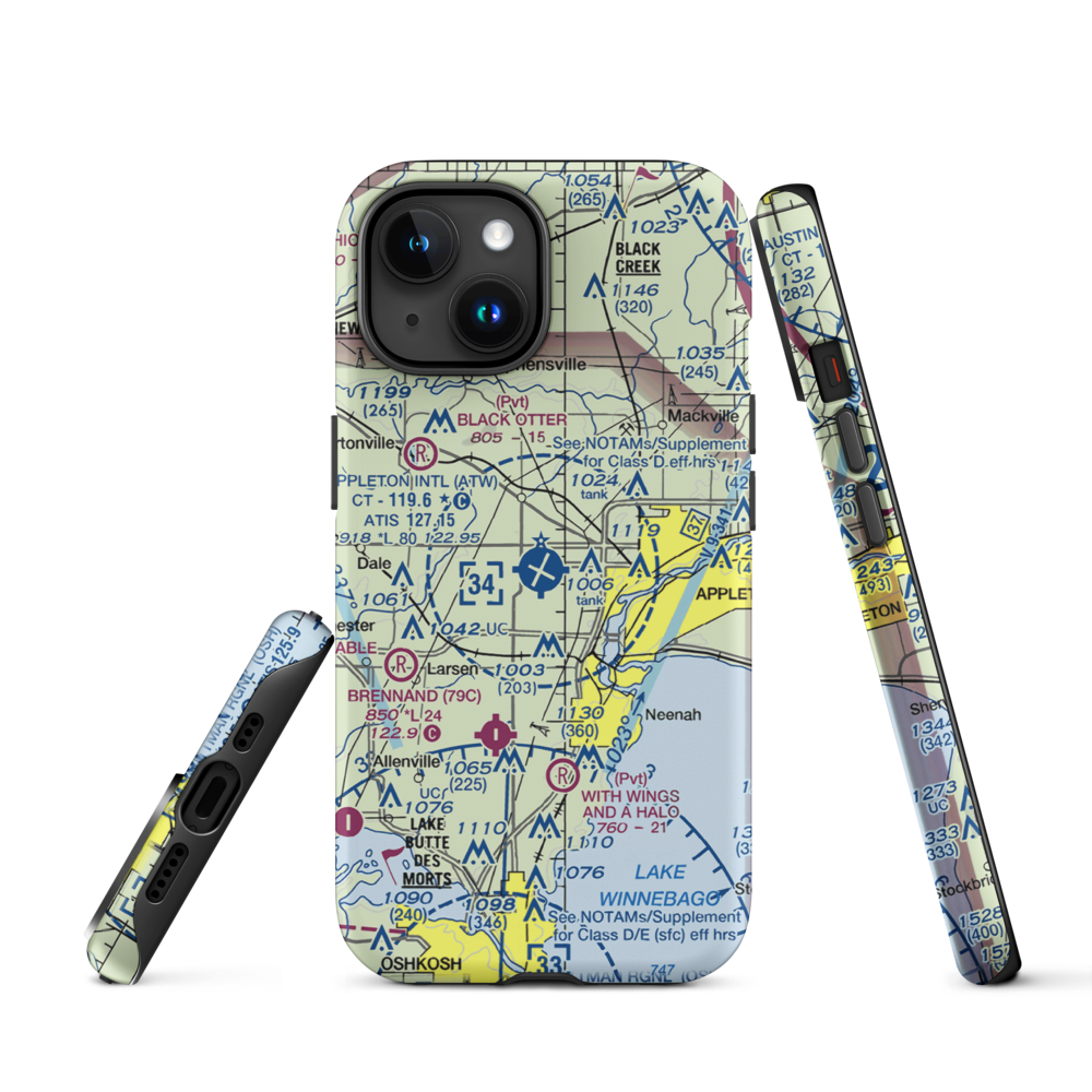 Appleton International Airport (ATW) VFR Sectional  Tough iPhone Case iPhone 15 model shown