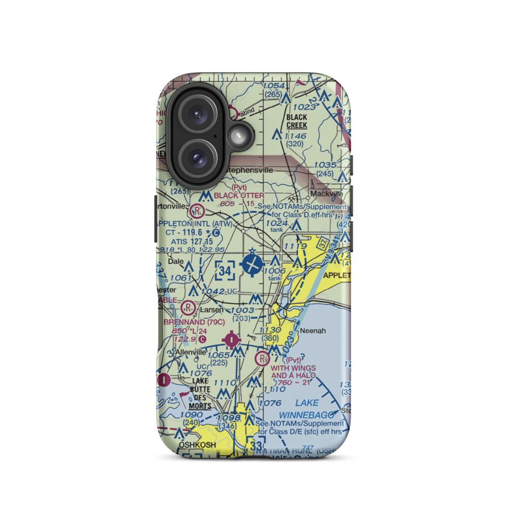 Appleton International Airport (ATW) VFR Sectional  Tough iPhone Case iPhone 16 model shown