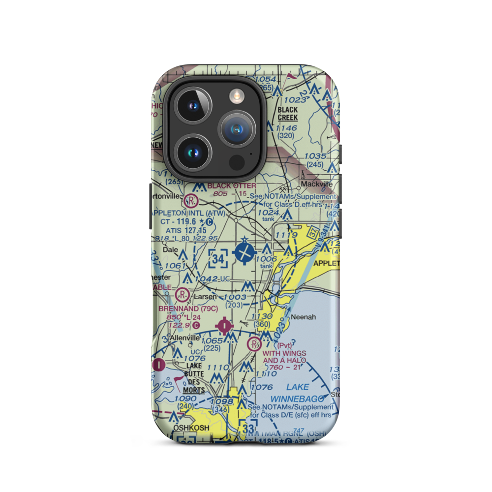 Appleton International Airport (ATW) VFR Sectional  Tough iPhone Case iPhone 16 Pro model shown