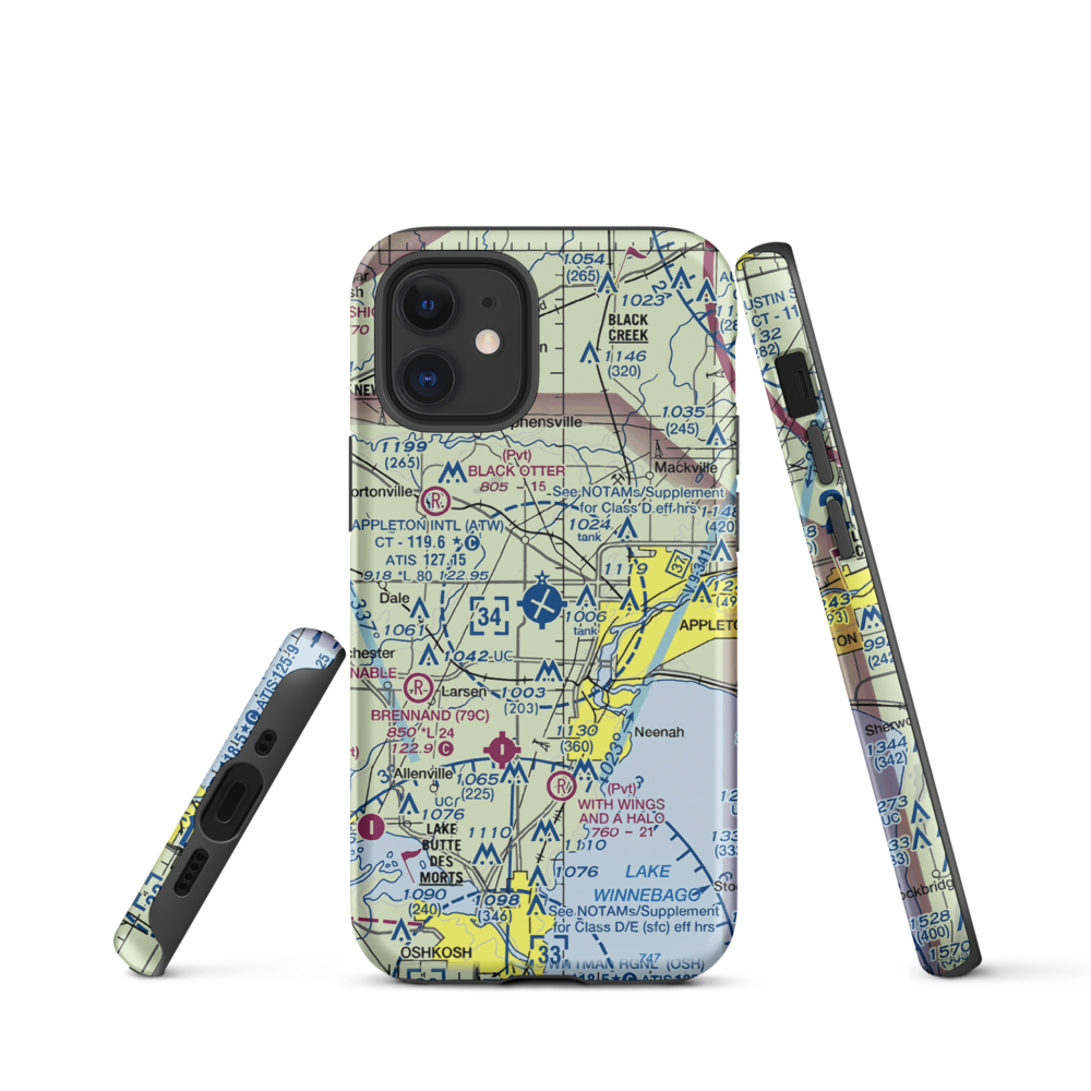 Appleton International Airport (ATW) VFR Sectional  Tough iPhone Case iPhone 12 mini model shown