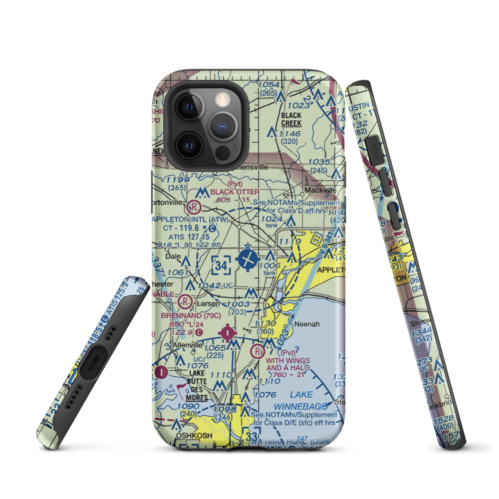 Appleton International Airport (ATW) VFR Sectional  Tough iPhone Case iPhone 12 Pro model shown