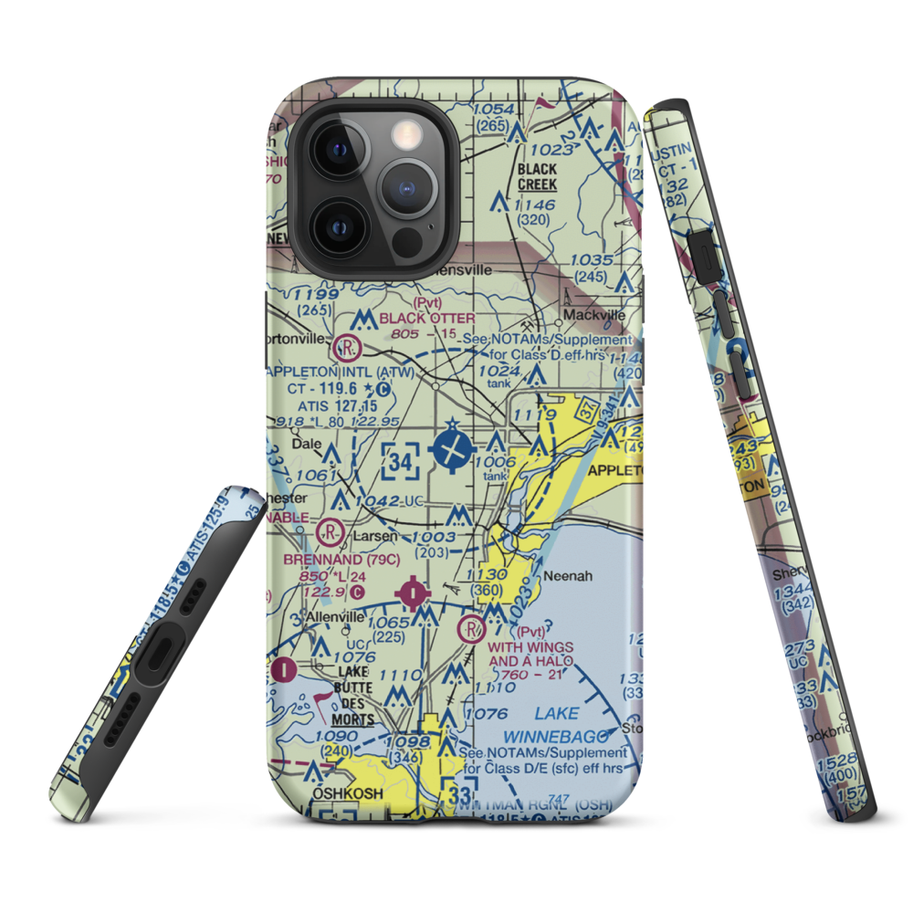 Appleton International Airport (ATW) VFR Sectional  Tough iPhone Case iPhone 12 Pro Max model shown