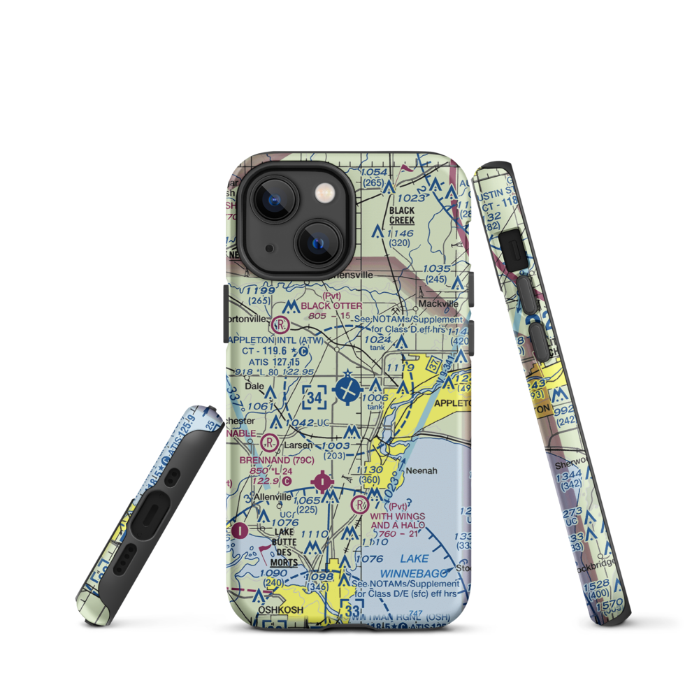Appleton International Airport (ATW) VFR Sectional  Tough iPhone Case iPhone 13 mini model shown