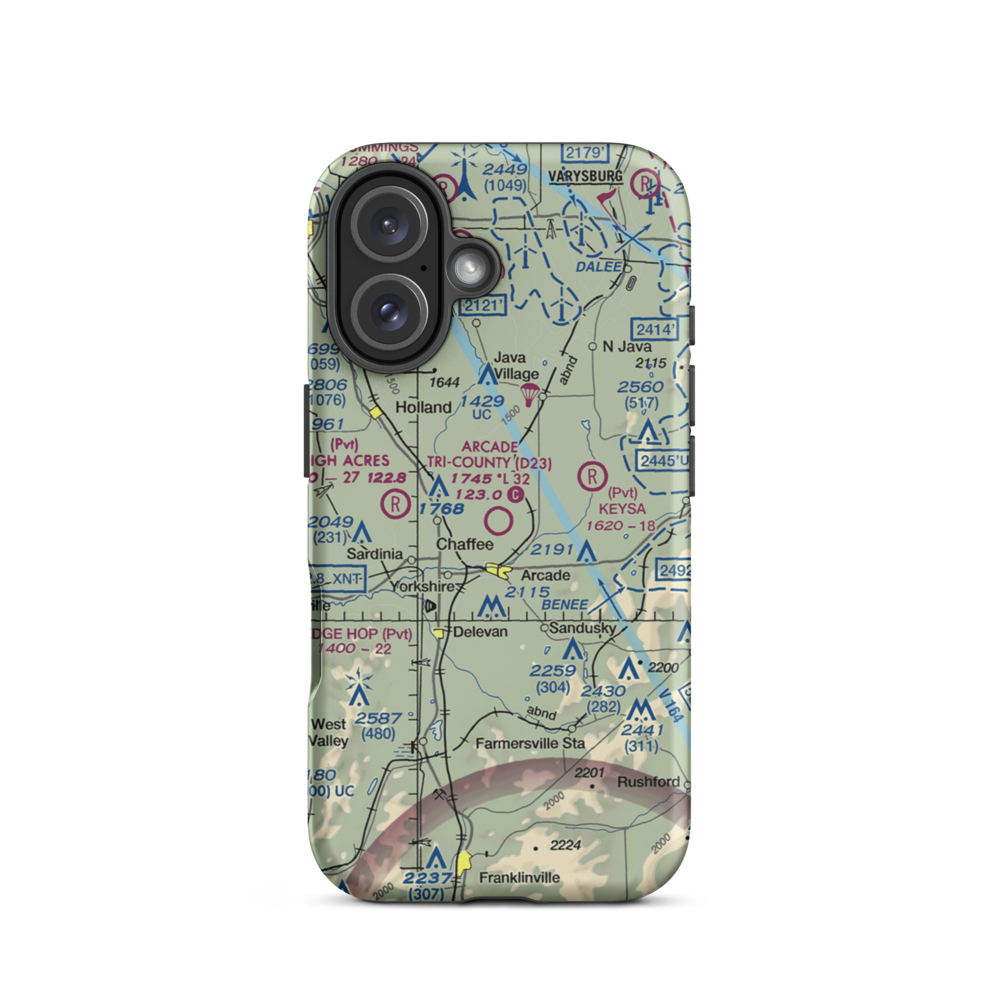 Arcade Tri County Airport (D23) VFR Sectional  Tough iPhone Case iPhone 16 model shown