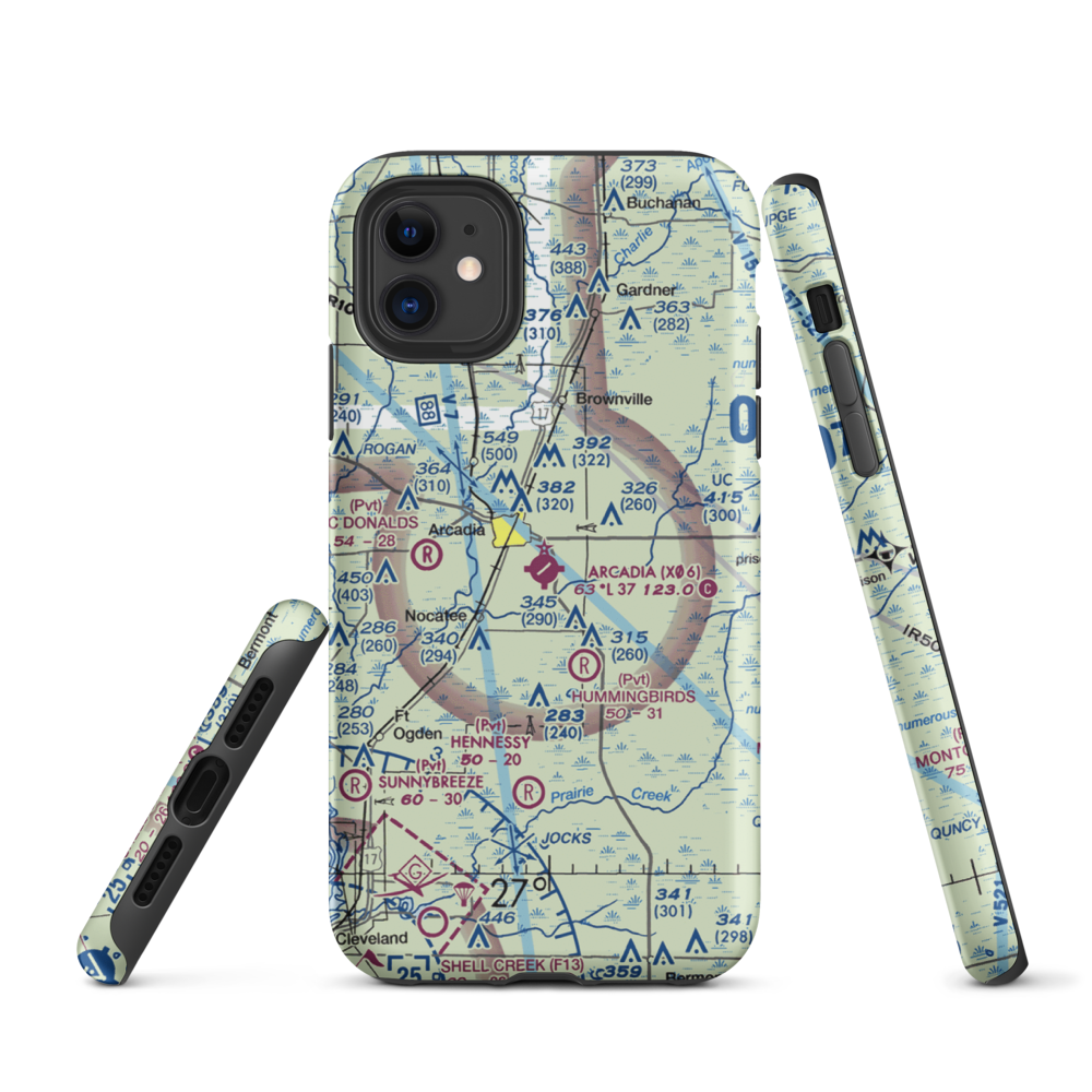 Arcadia Municipal Airport (X06) VFR Sectional  Tough iPhone Case iPhone 11 model shown