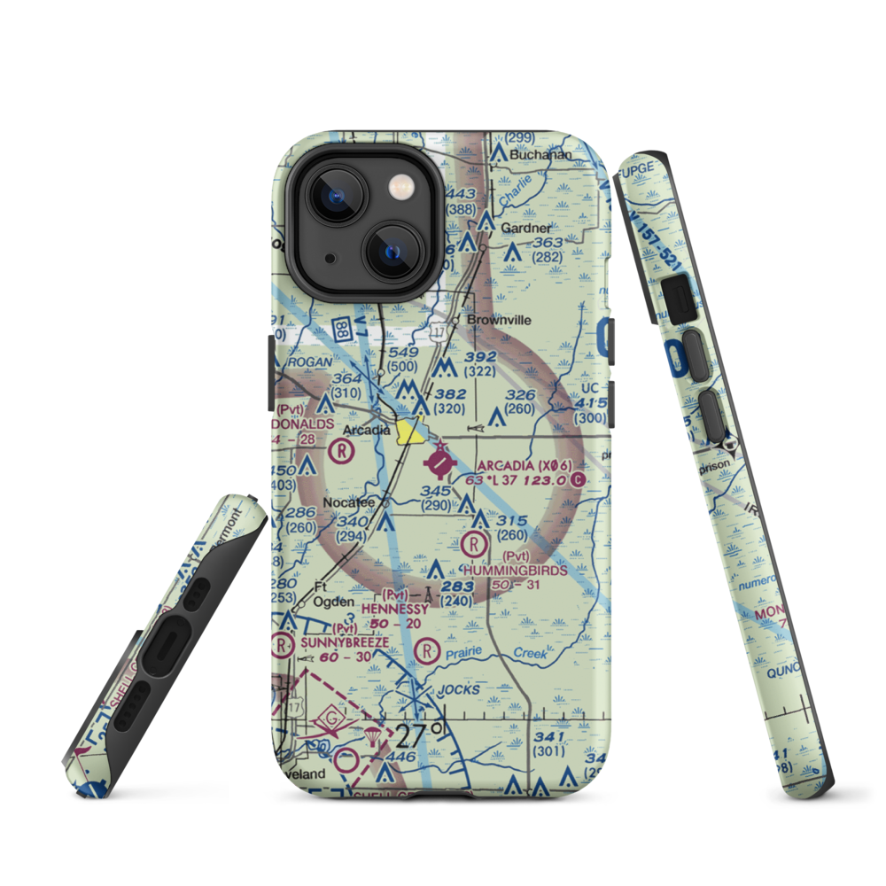Arcadia Municipal Airport (X06) VFR Sectional  Tough iPhone Case iPhone 14 model shown
