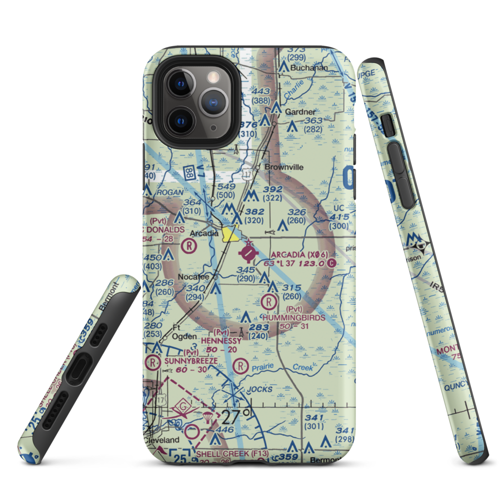 Arcadia Municipal Airport (X06) VFR Sectional  Tough iPhone Case iPhone 11 Pro Max model shown