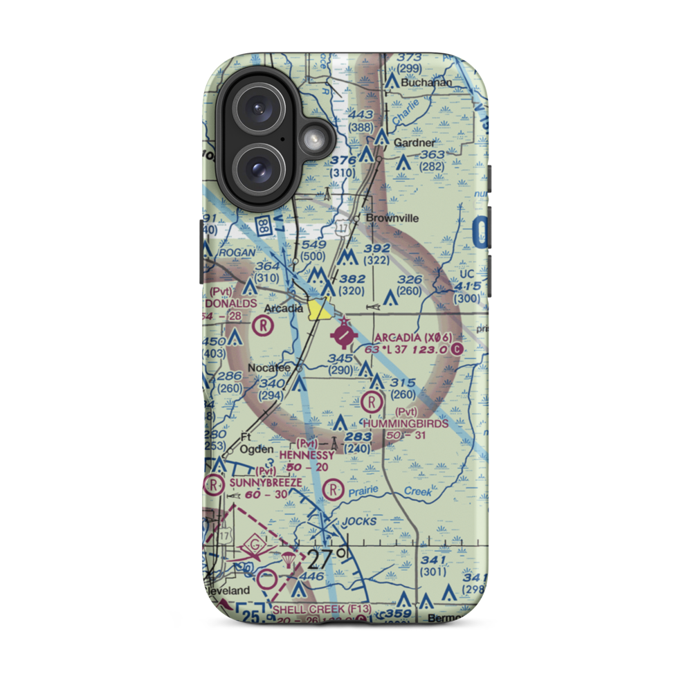 Arcadia Municipal Airport (X06) VFR Sectional  Tough iPhone Case iPhone 16 Plus model shown