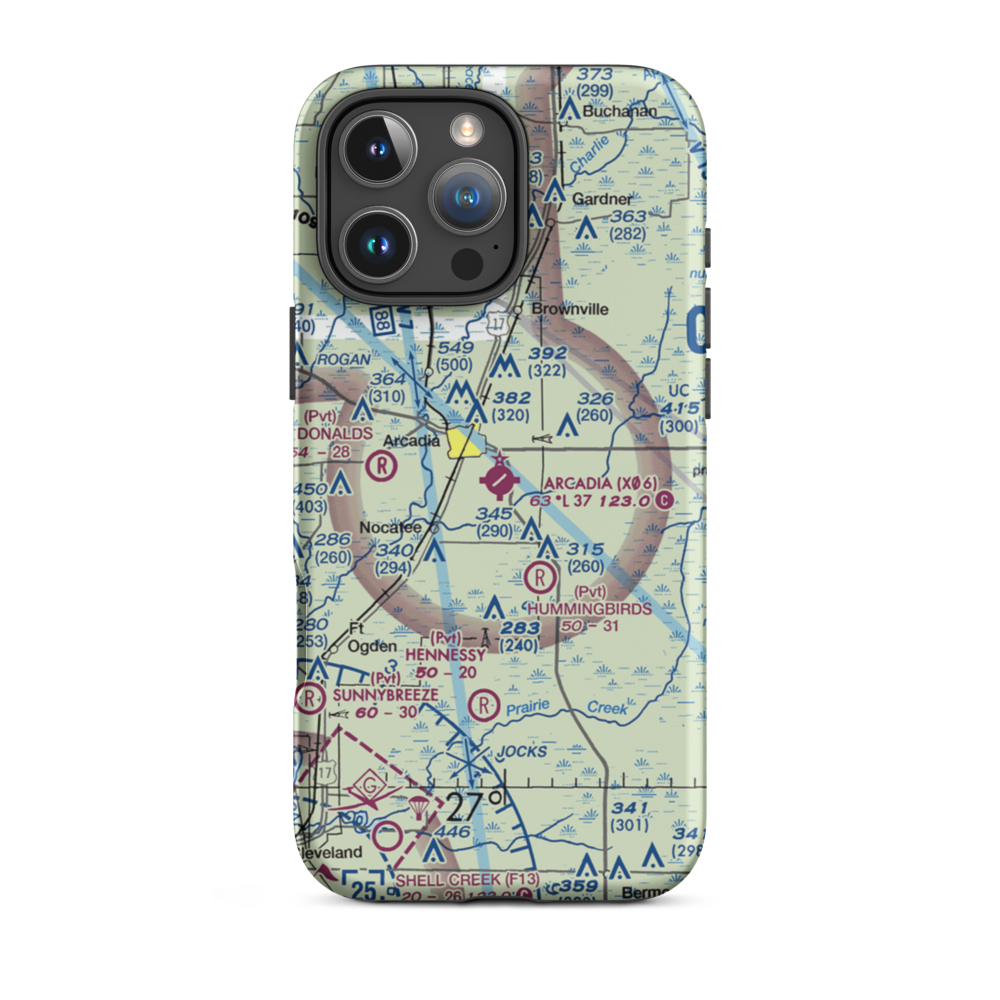 Arcadia Municipal Airport (X06) VFR Sectional  Tough iPhone Case iPhone 16 Pro Max model shown