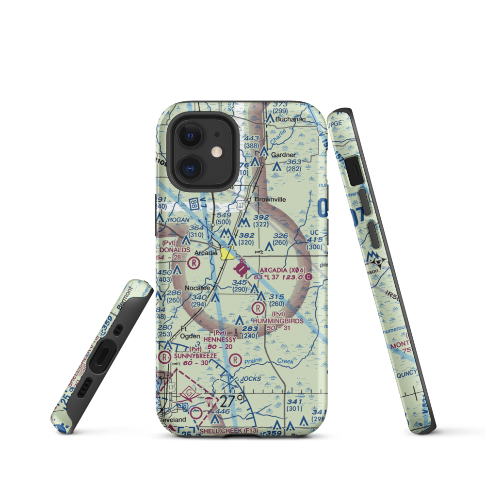 Arcadia Municipal Airport (X06) VFR Sectional  Tough iPhone Case iPhone 12 mini model shown