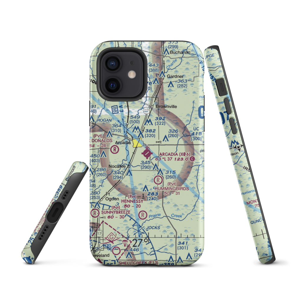 Arcadia Municipal Airport (X06) VFR Sectional  Tough iPhone Case iPhone 12 model shown