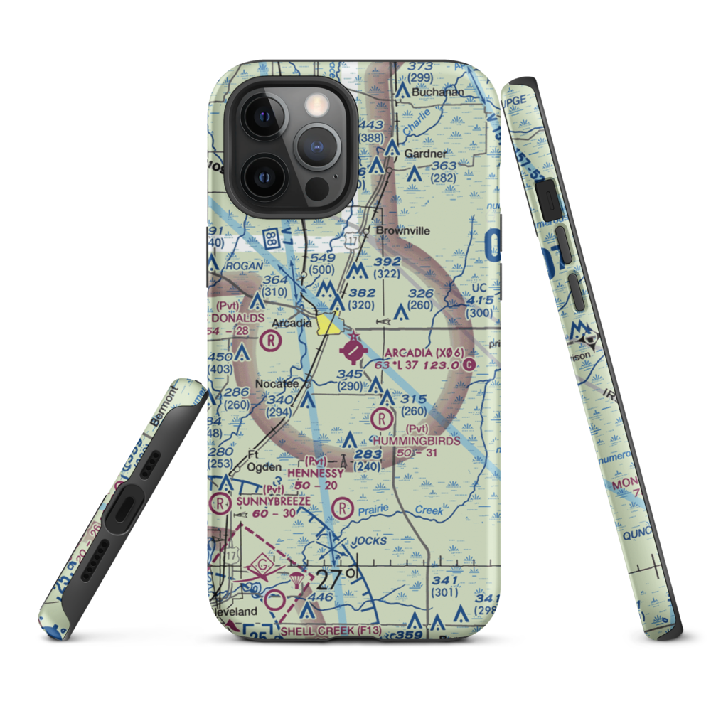 Arcadia Municipal Airport (X06) VFR Sectional  Tough iPhone Case iPhone 12 Pro Max model shown