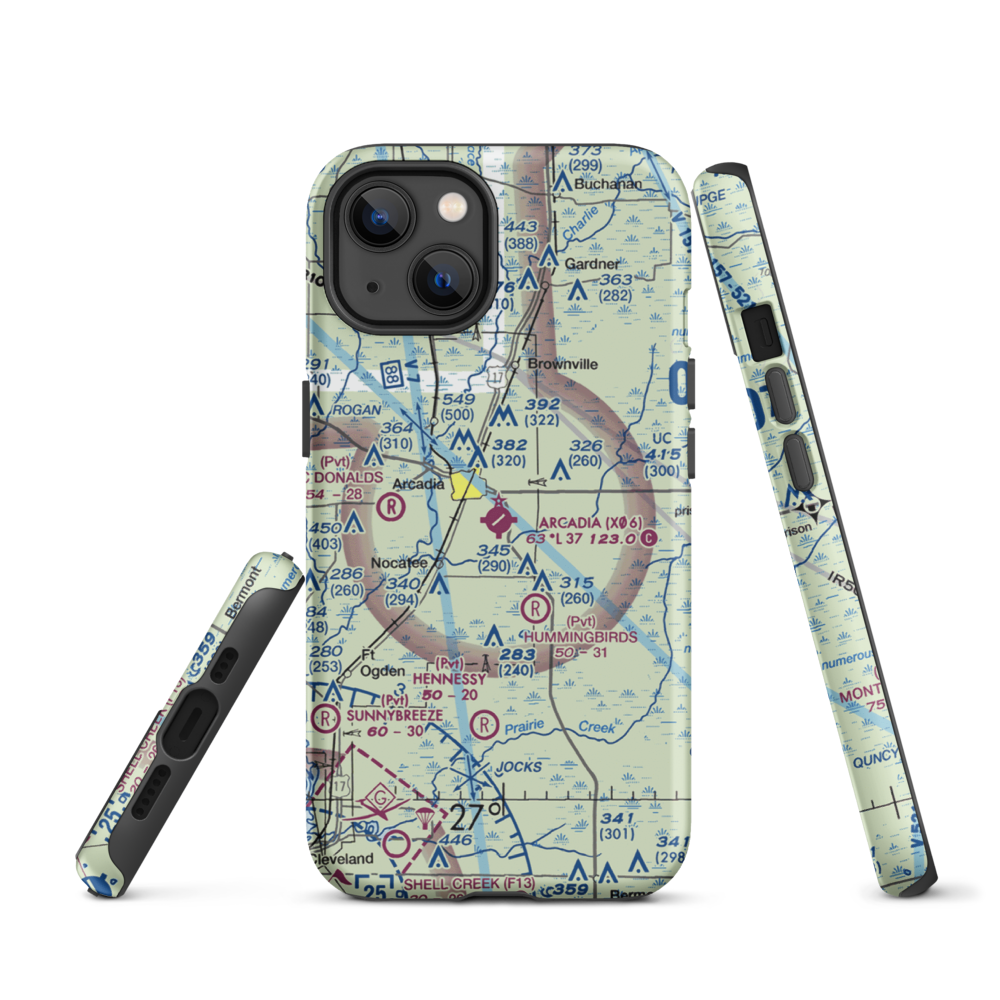 Arcadia Municipal Airport (X06) VFR Sectional  Tough iPhone Case iPhone 13 model shown