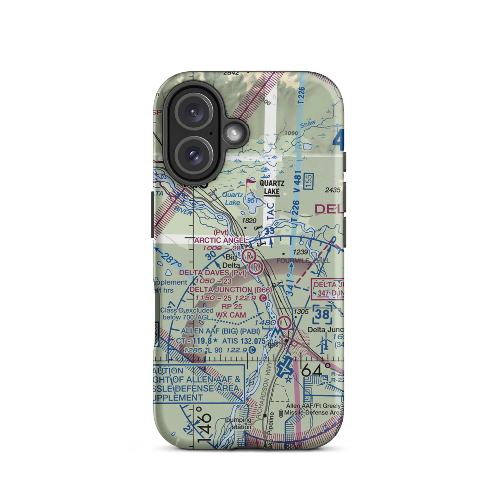 Arctic Angel Airport (9AK4) VFR Sectional  Tough iPhone Case iPhone 16 model shown