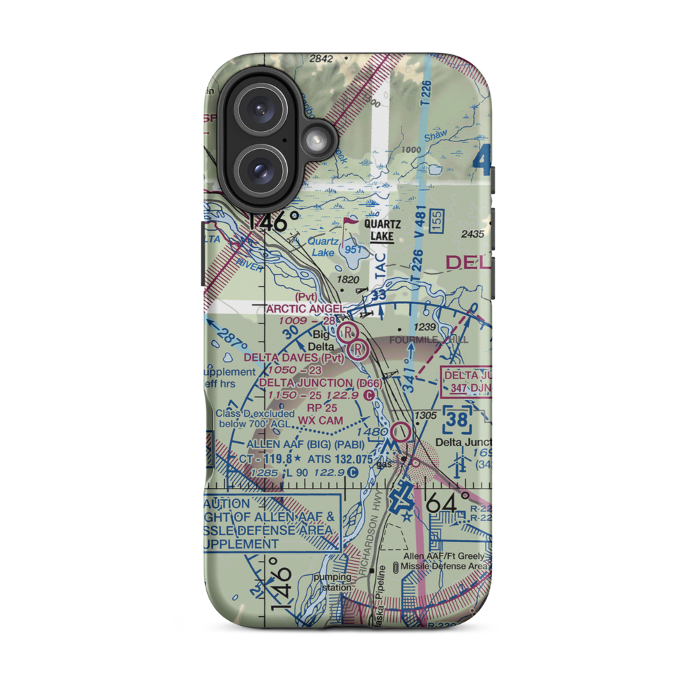 Arctic Angel Airport (9AK4) VFR Sectional  Tough iPhone Case iPhone 16 Plus model shown