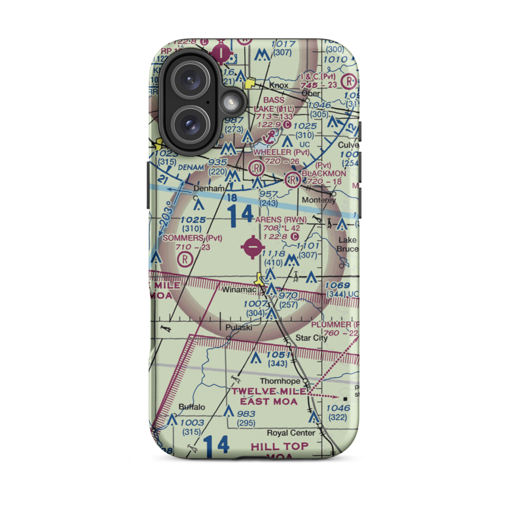 Arens Field (RWN) VFR Sectional  Tough iPhone Case iPhone 16 Plus model shown
