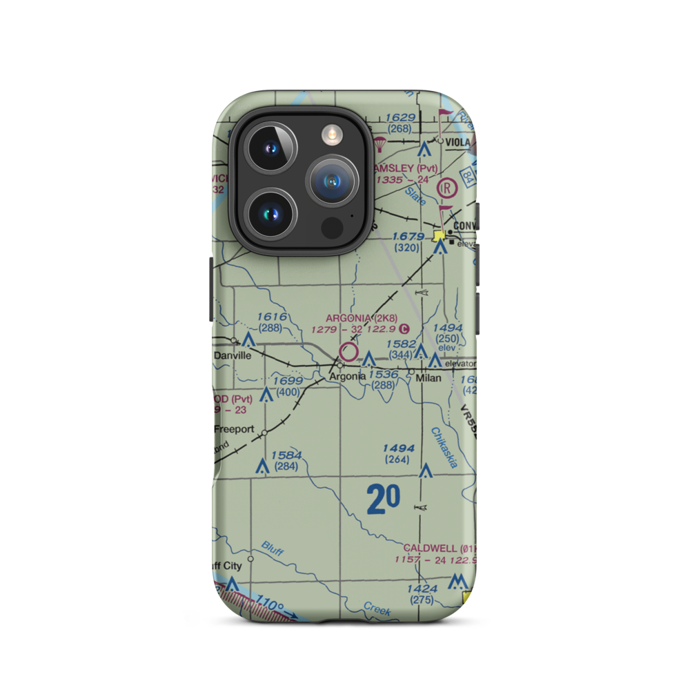 Argonia Municipal Airport (2K8) VFR Sectional  Tough iPhone Case iPhone 16 Pro model shown