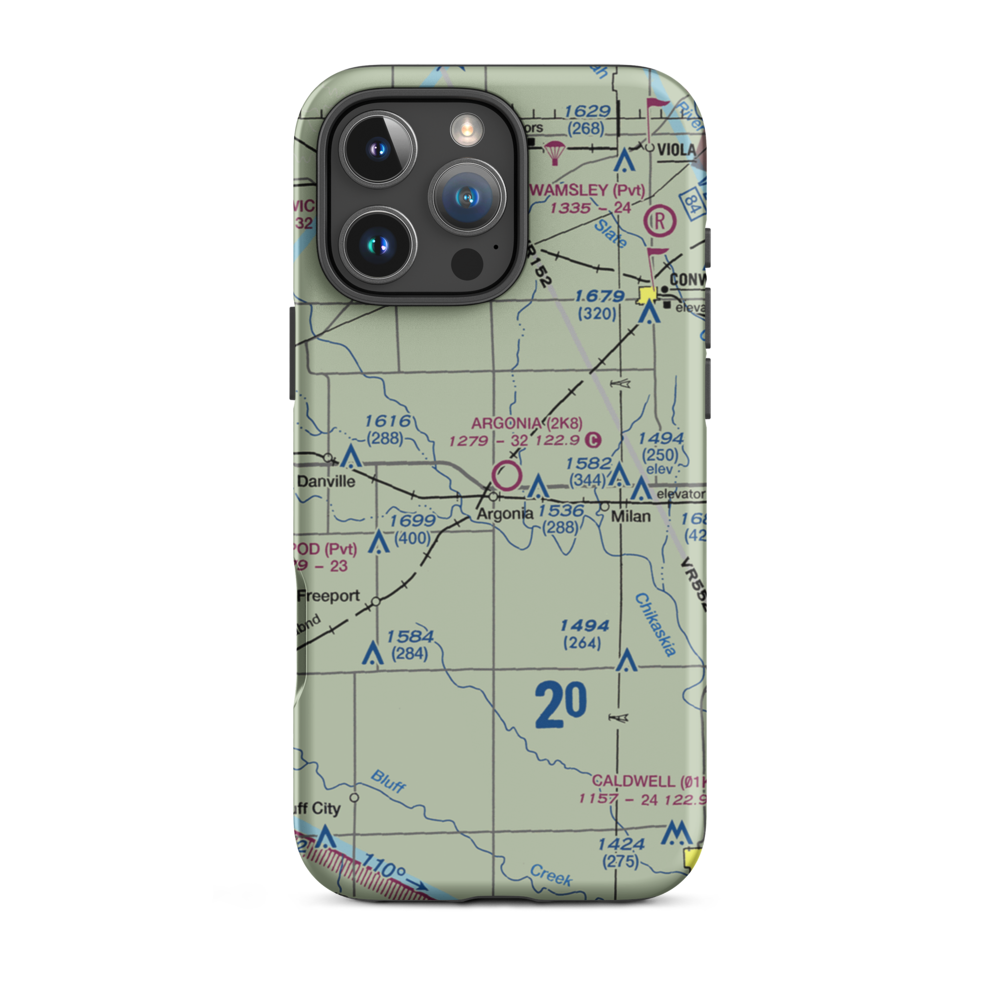 Argonia Municipal Airport (2K8) VFR Sectional  Tough iPhone Case iPhone 16 Pro Max model shown