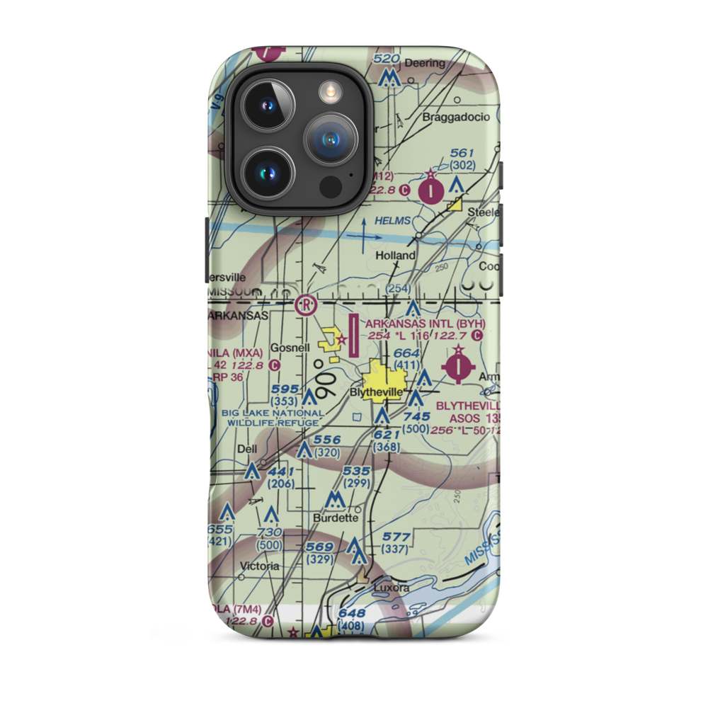 Arkansas International Airport (BYH) VFR Sectional  Tough iPhone Case iPhone 16 Pro Max model shown