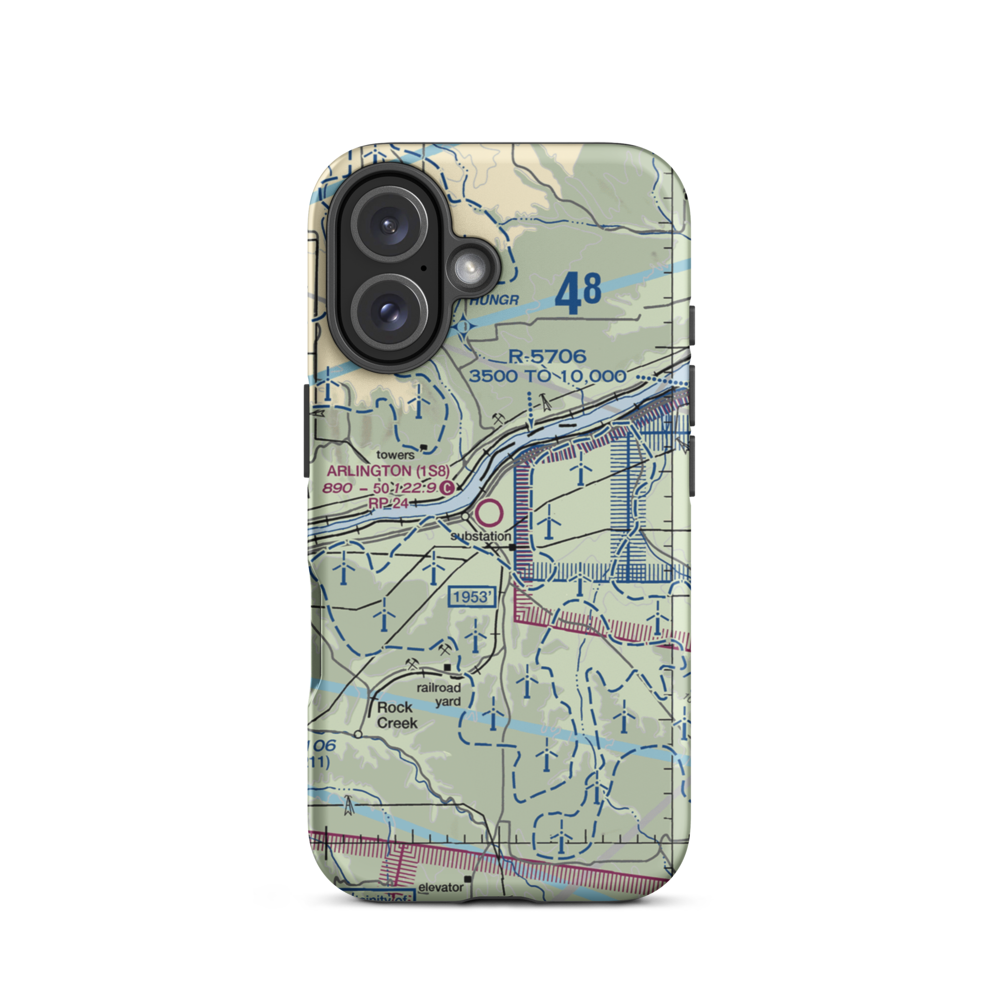 Arlington Municipal Airport (1S8) VFR Sectional  Tough iPhone Case iPhone 16 model shown