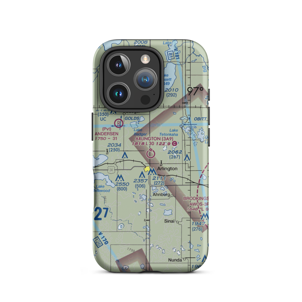 Arlington Municipal Airport (3A9) VFR Sectional  Tough iPhone Case iPhone 16 Pro model shown