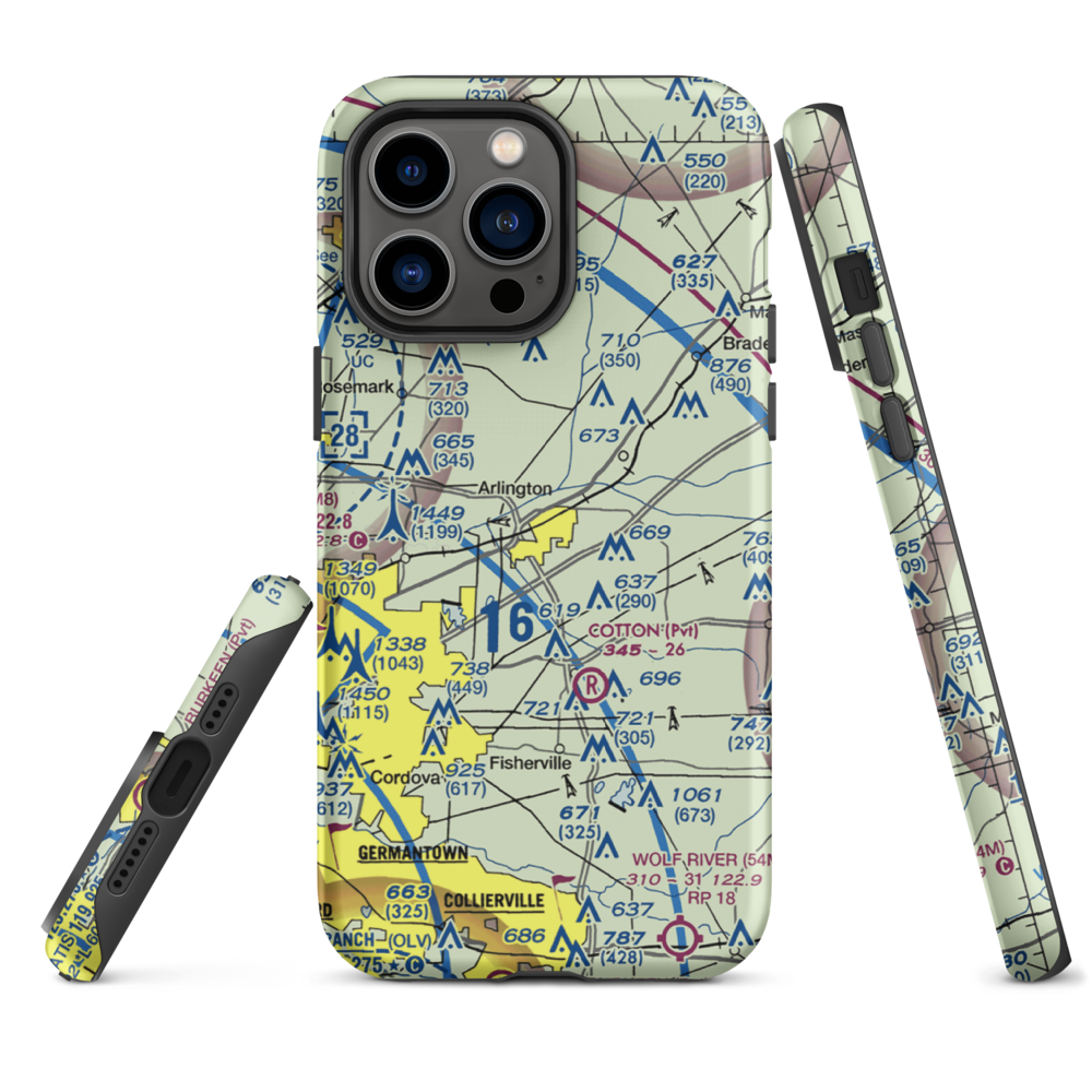 Arlington Municipal Airport (LHC) VFR Sectional  Tough iPhone Case iPhone 14 Pro Max model shown