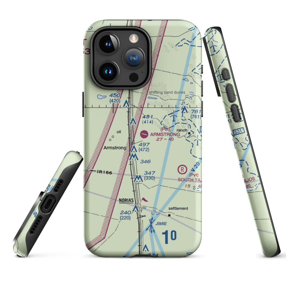 Armstrong Ranch Airport (47TX) VFR Sectional  Tough iPhone Case iPhone 15 Pro Max model shown