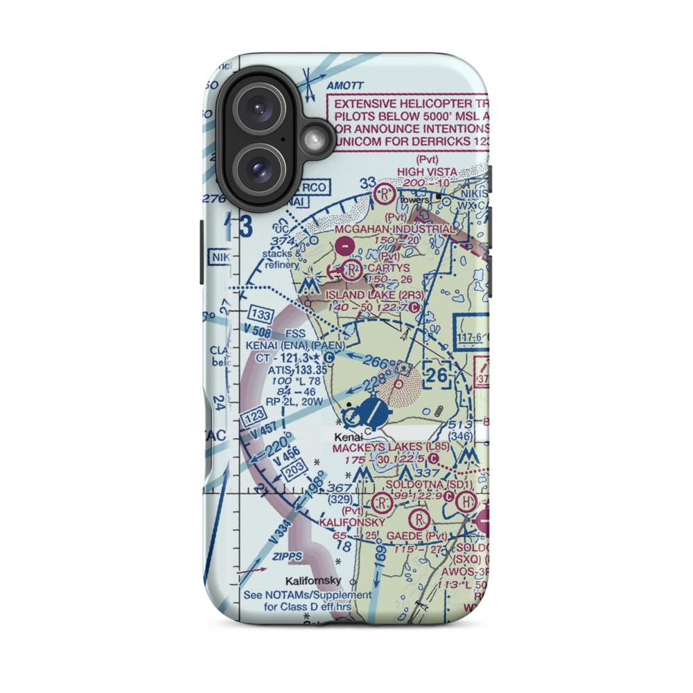 Arness Lake Airport (6Z1) VFR Sectional  Tough iPhone Case iPhone 16 Plus model shown